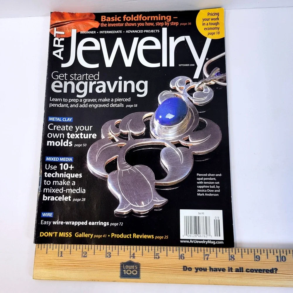 Art Jewelry Magazine September 2008 Crafting Guide Engraving Foldforming Metal